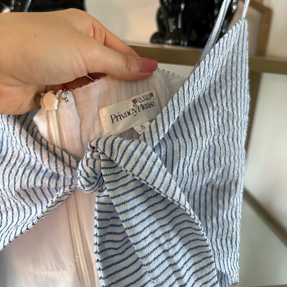 Privacy please blue striped cutout midi dress - Picture 3 of 4